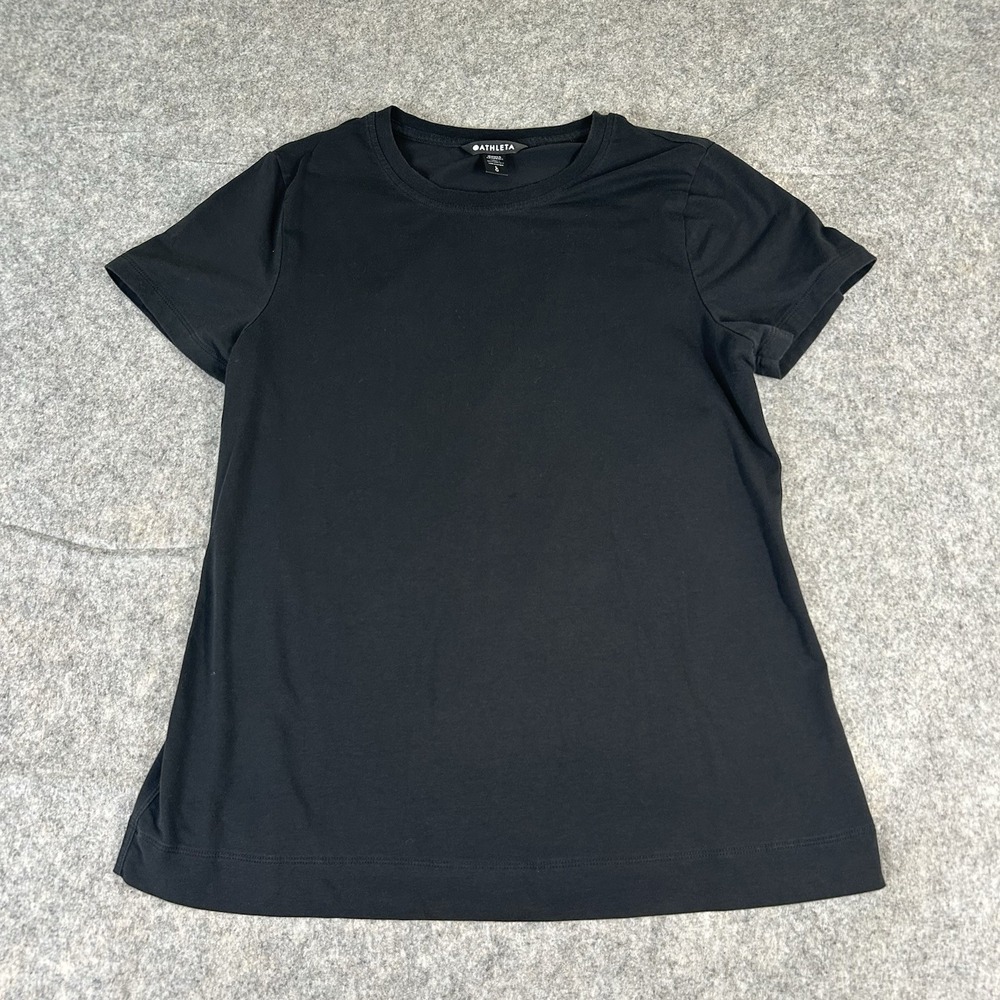 Athleta T-Shirt Women's Large Black Crew Neck Cotton Tee Flaw